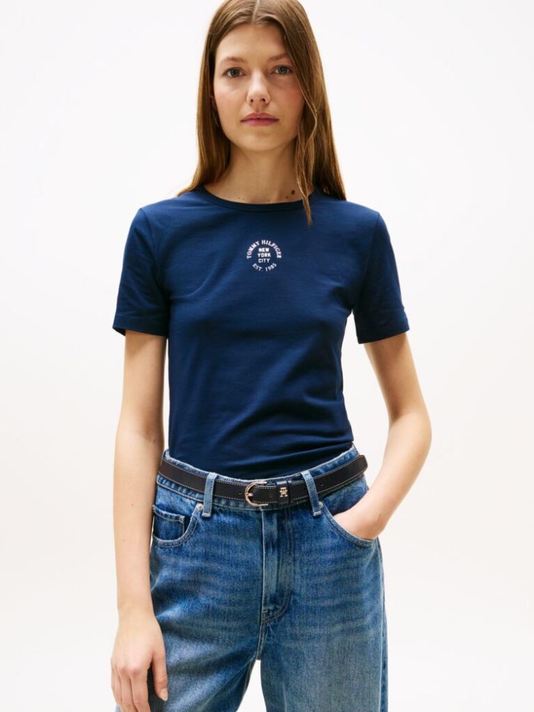 Blue Stamp Logo Slim Crew Neck Short Sleeve Tee  Women