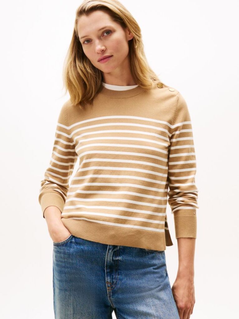 Multi Jersey Gold-Tone Button Jumper  Women