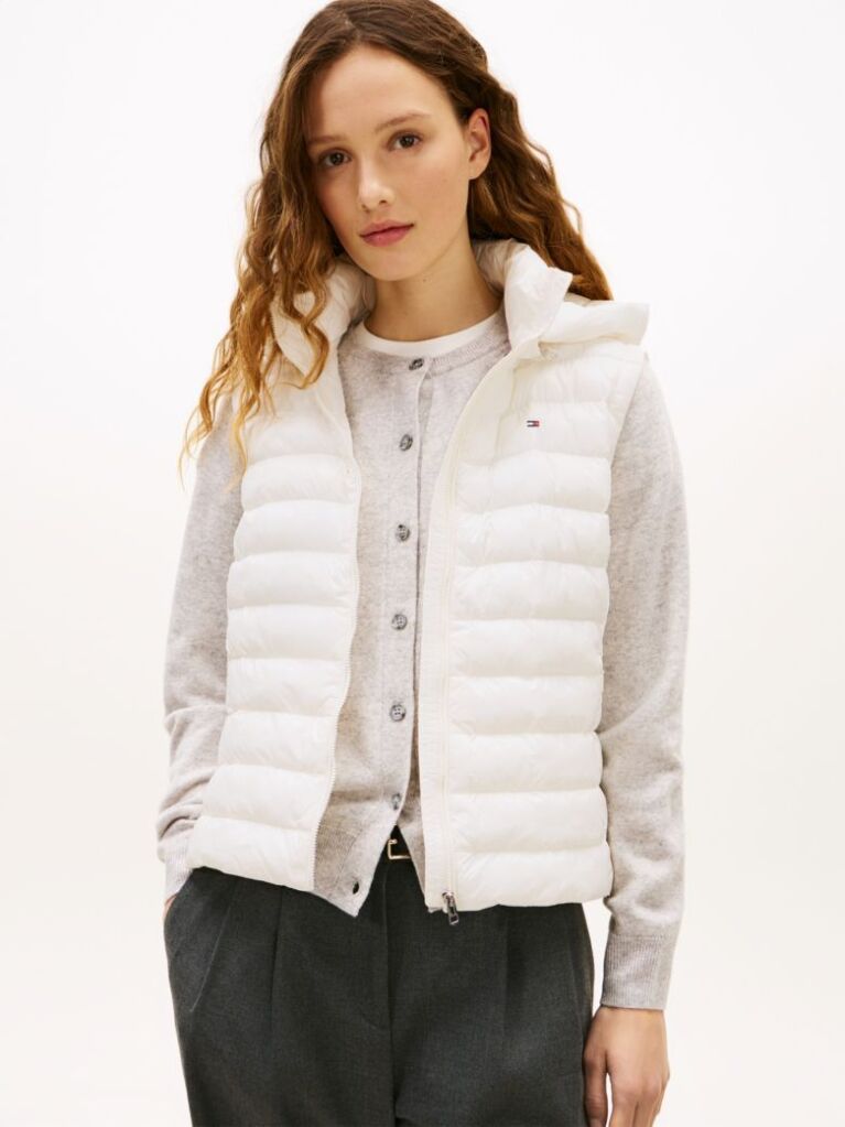 Beige Water Repellent Padded Packable Slim Gilet  Women