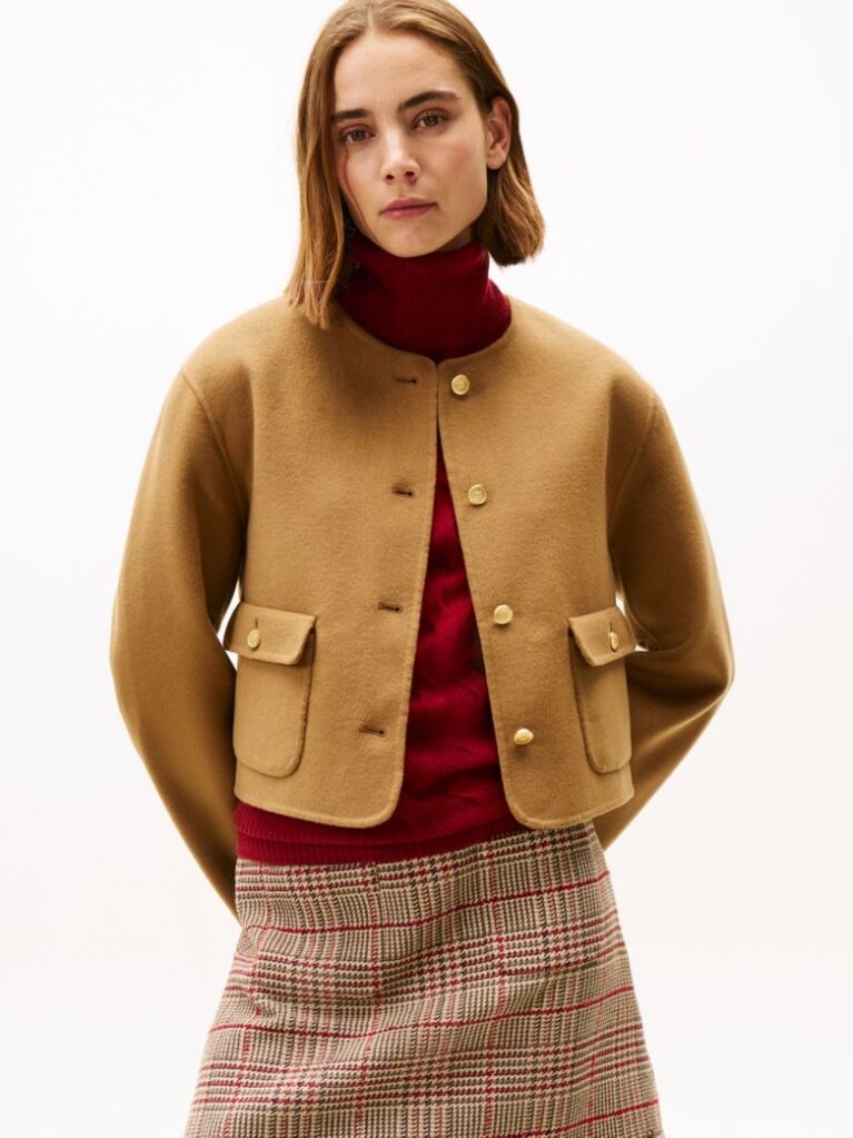 Khaki Double-Faced Wool Blend Jacket  Women