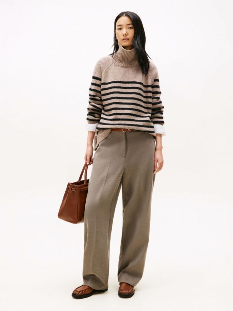 Brown Relaxed Straight Leg Trousers  Women