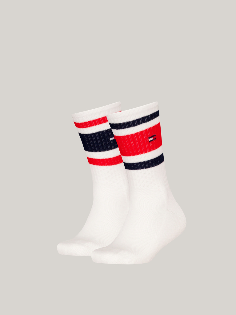 White Tommy Hilfiger Socks With Sport Striped Design 2 Pack  Kids Unisex