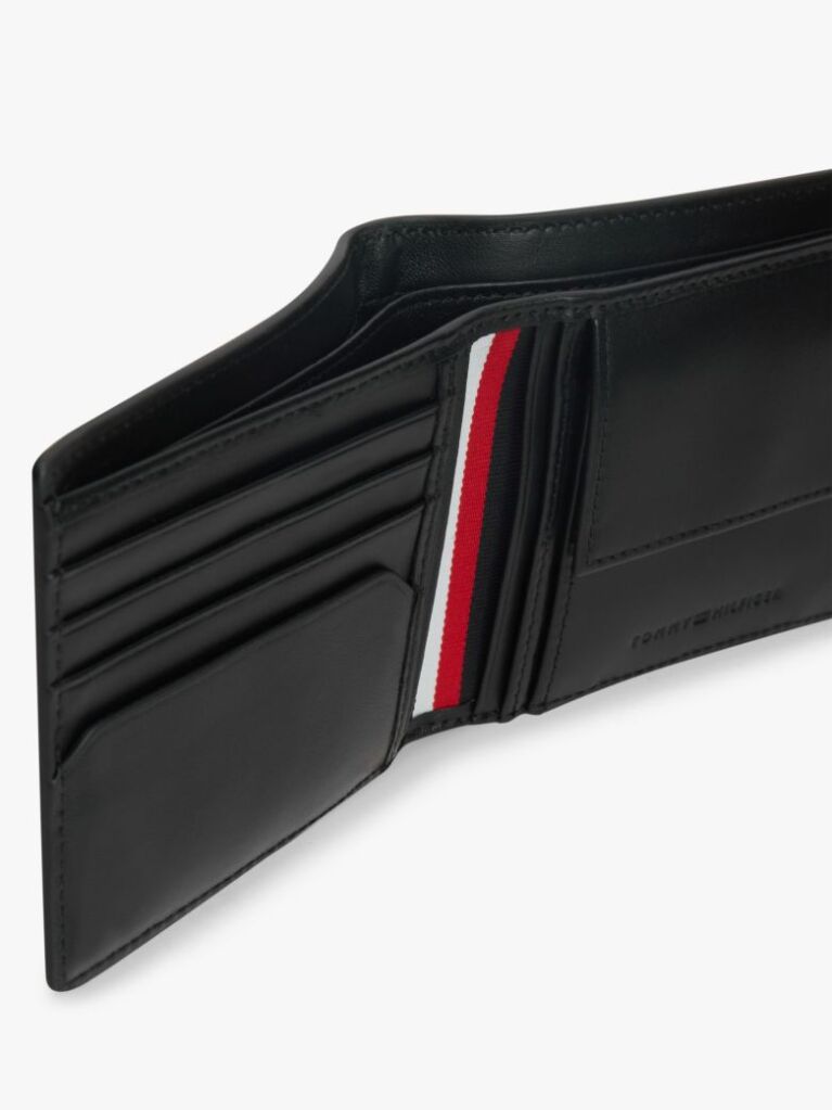 Black Signature Plaque Leather Bifold Wallet  Men