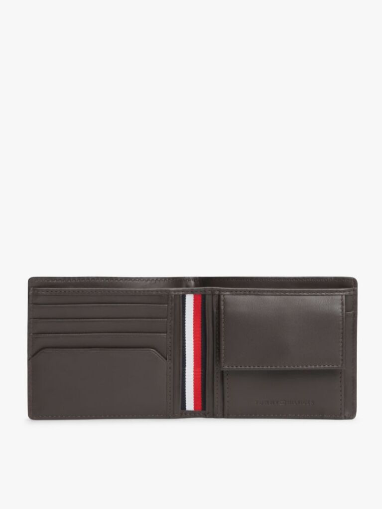 Brown Signature Plaque Leather Bifold Wallet  Men