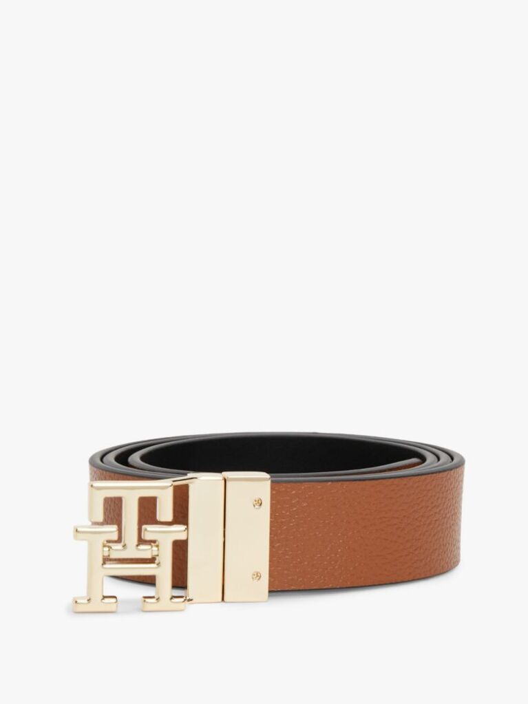Multi TH Monogram Plaque Buckle Reversible Leather Belt  Women