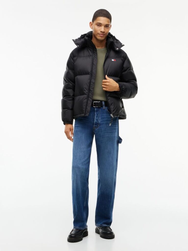 Negru Geaca Puffer Alaska Din Ripstop Hidrofuga  Barbati