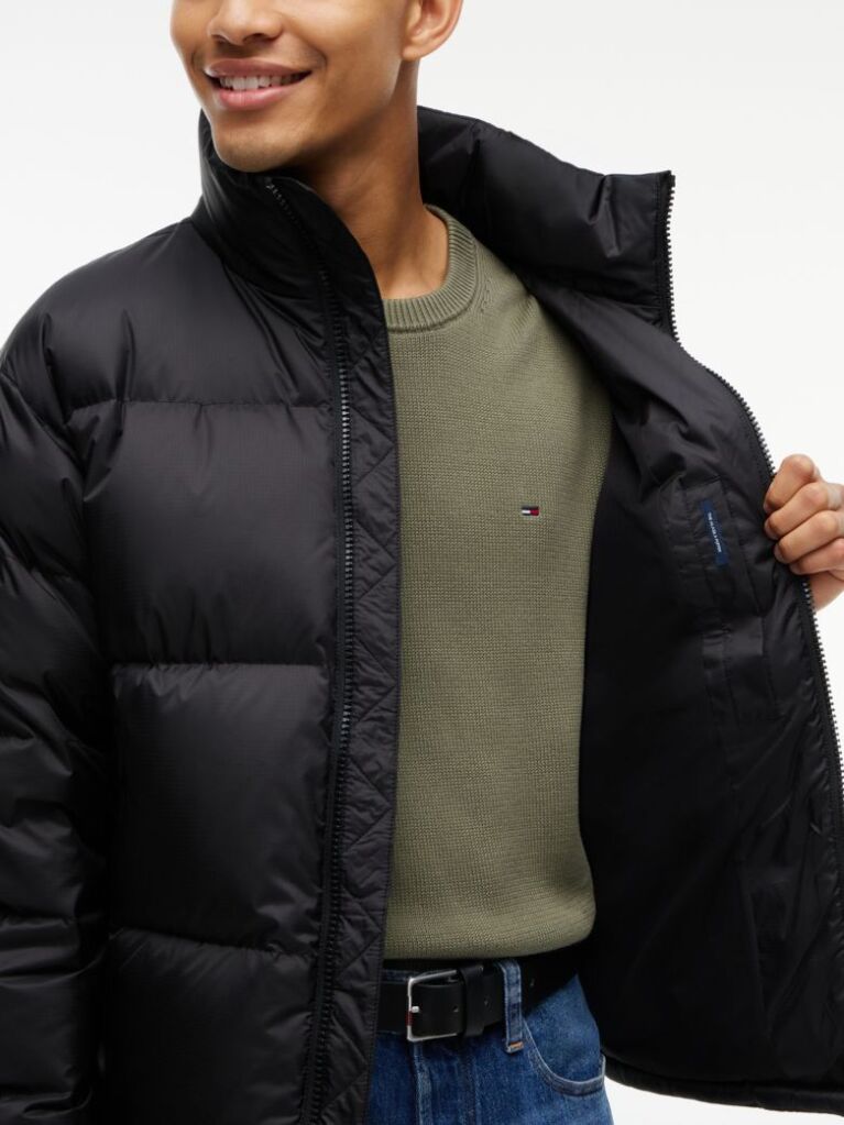Negru Geaca Puffer Alaska Din Ripstop Hidrofuga  Barbati