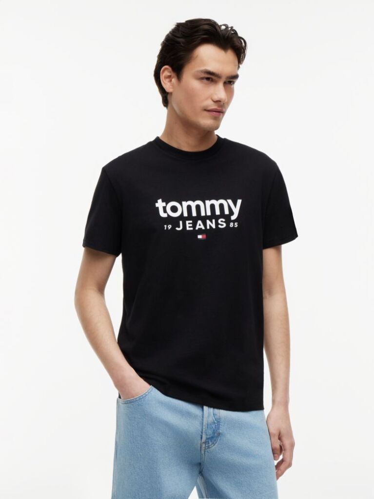 Negru T-Shirt Cu Croiala Slim Si Logo Graphic  Barbati