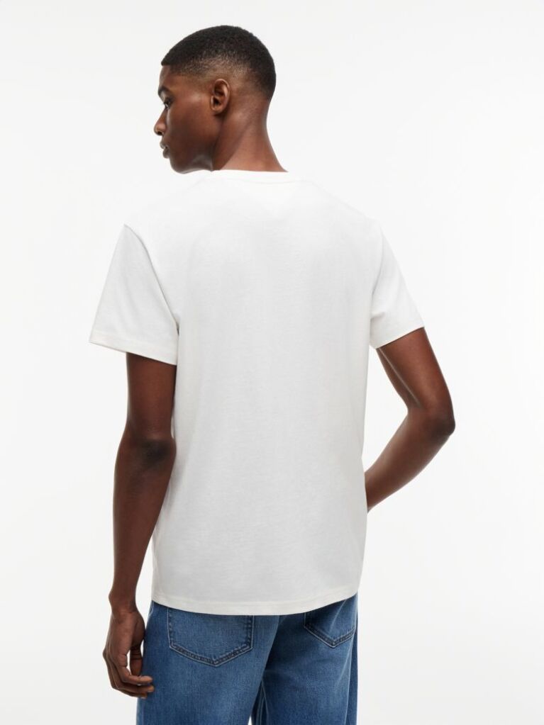 Alb T-Shirt Cu Croiala Slim Si Logo Graphic  Barbati