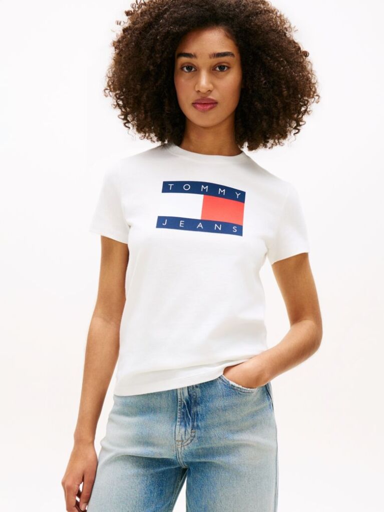 Alb T-Shirt Tonal Cu Steag Tommy  Femei