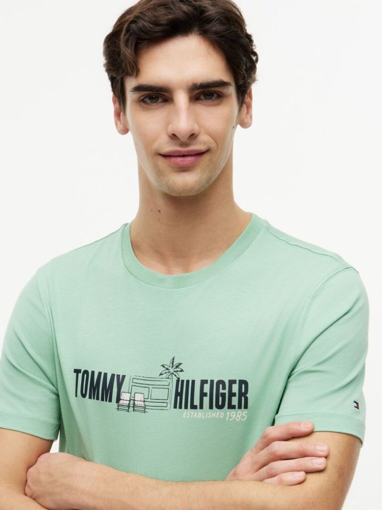 Verde T-Shirt Din Jerseu Cu Logo Graphic  Barbati