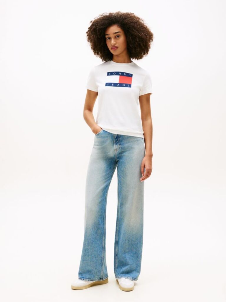 Alb T-Shirt Tonal Cu Steag Tommy  Femei