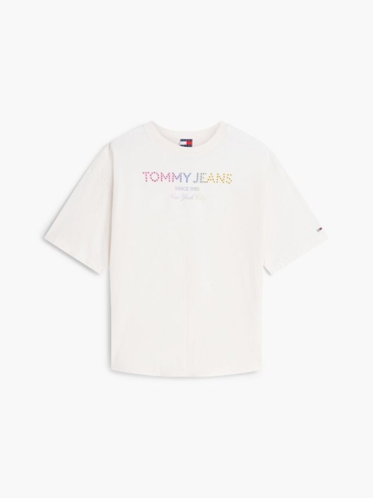 Alb T-Shirt Din Jersey Oversized Cu Efect Spala  Femei