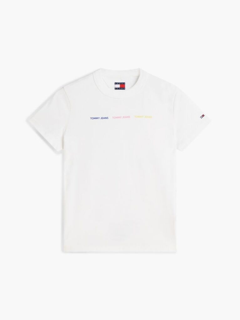 Alb T-Shirt Din Jersey Cu Logo Repetat Cu Efect Spalat  Femei