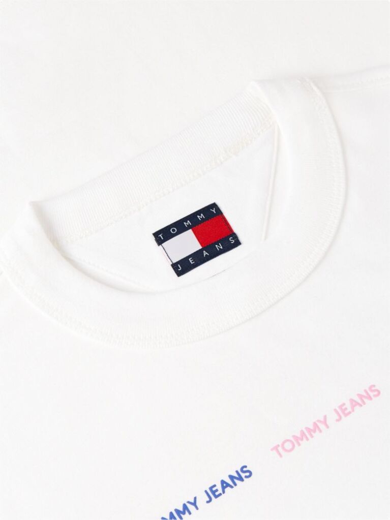 Alb T-Shirt Din Jersey Cu Logo Repetat Cu Efect Spalat  Femei