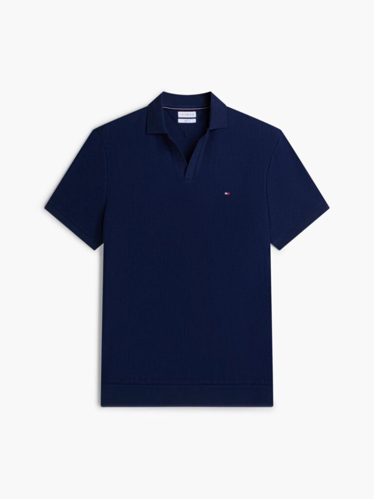 Blue Polo Jacquard Cu Croiala Regular  Barbati