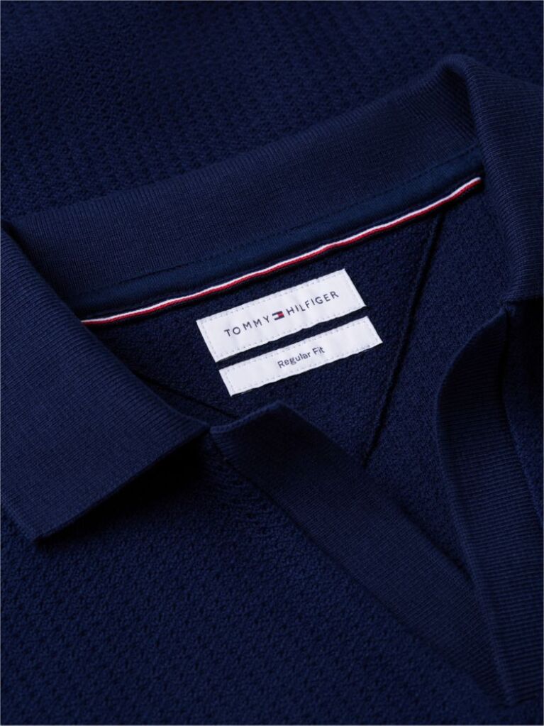 Blue Polo Jacquard Cu Croiala Regular  Barbati