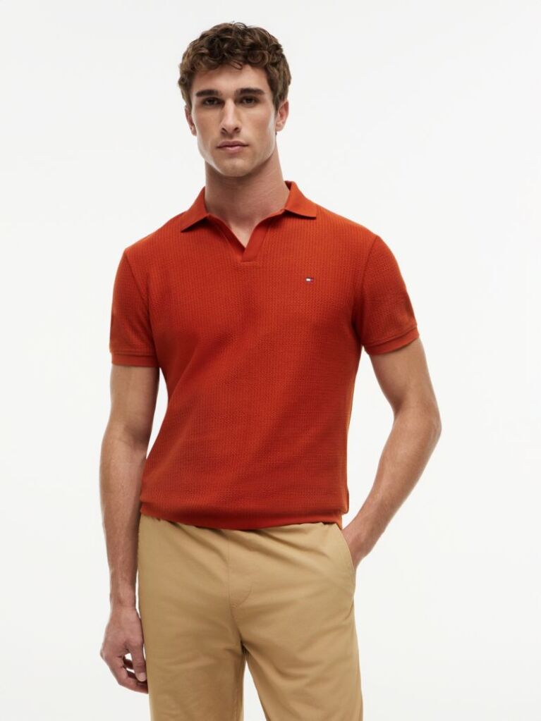 Portocaliu Polo Jacquard Cu Croiala Regular  Barbati