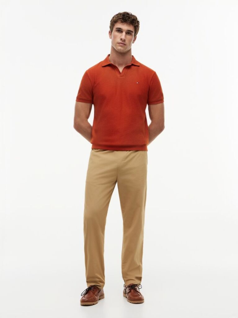 Portocaliu Polo Jacquard Cu Croiala Regular  Barbati