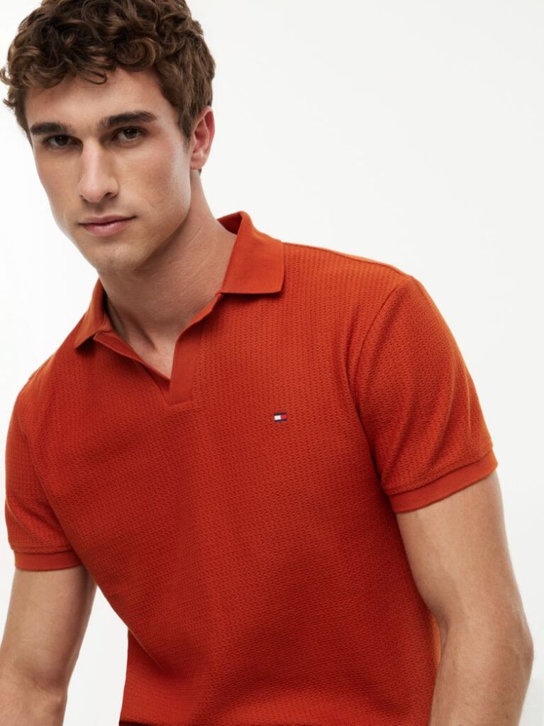 Portocaliu Polo Jacquard Cu Croiala Regular  Barbati