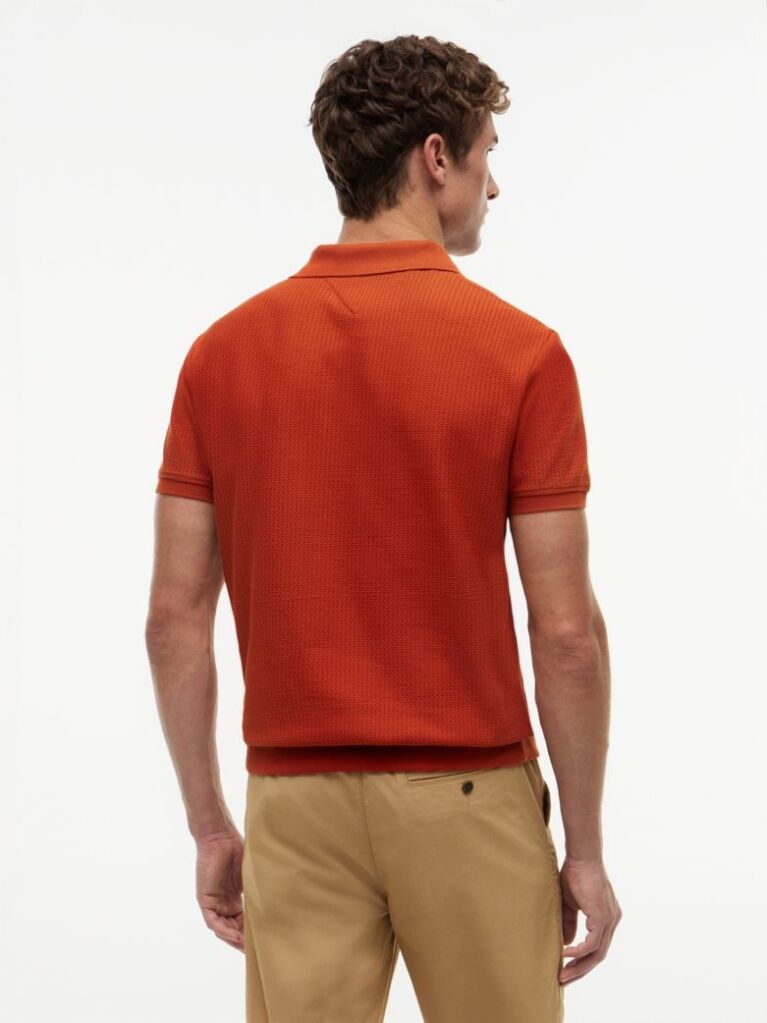 Portocaliu Polo Jacquard Cu Croiala Regular  Barbati