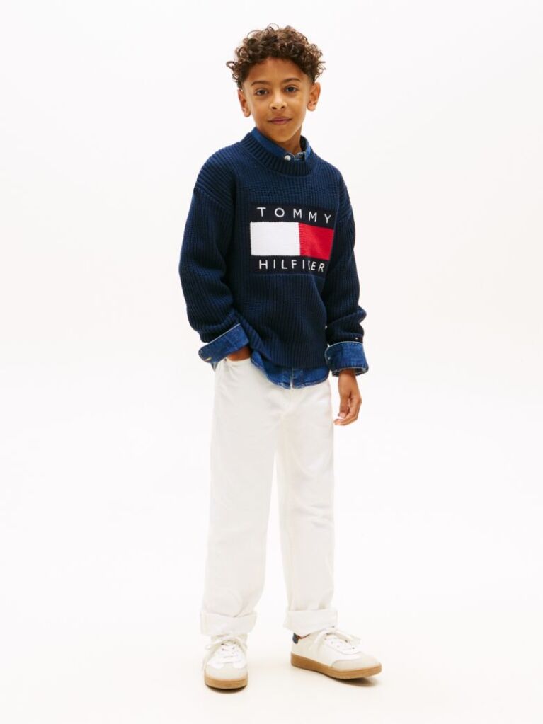 Blue Heritage Flag Chunky Knit Jumper  Boys