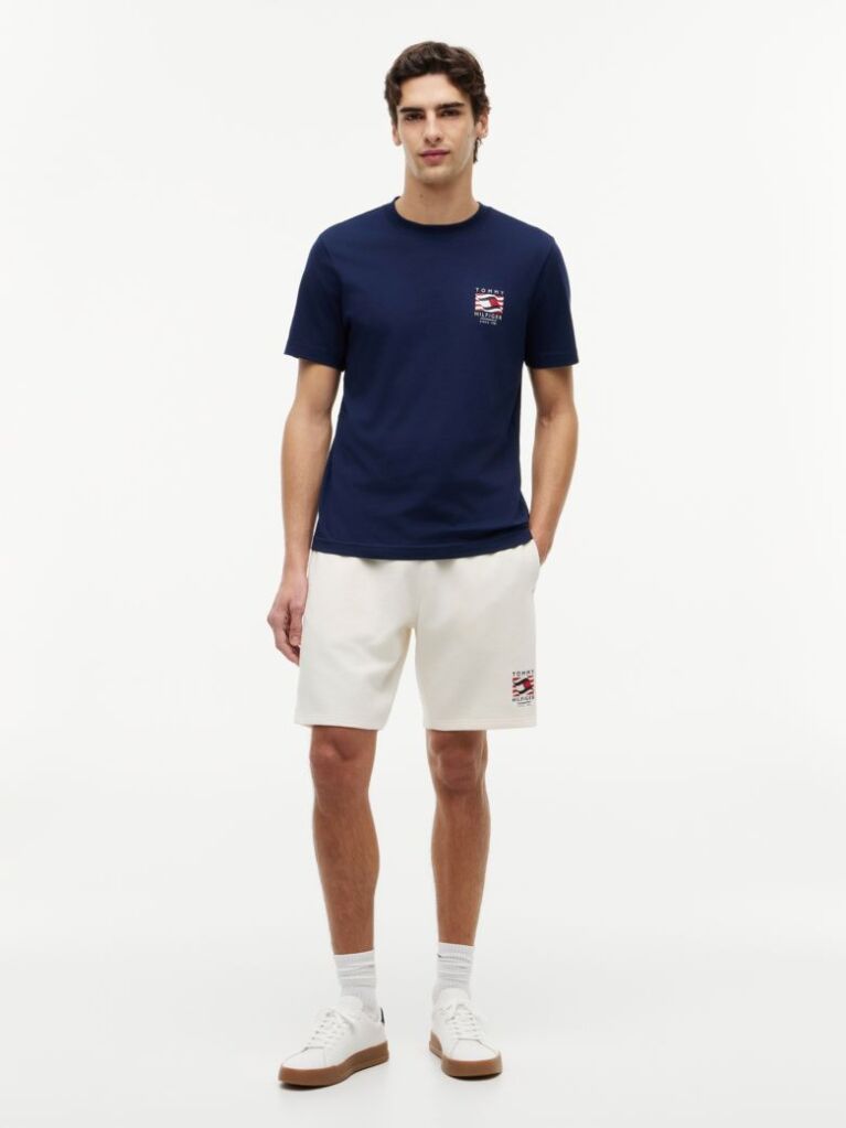 Blue T-Shirt Cu Steag Ondulat  Barbati
