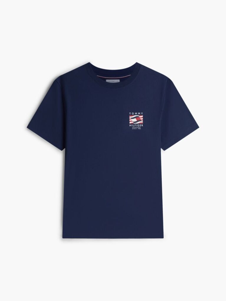 Blue T-Shirt Cu Steag Ondulat  Barbati