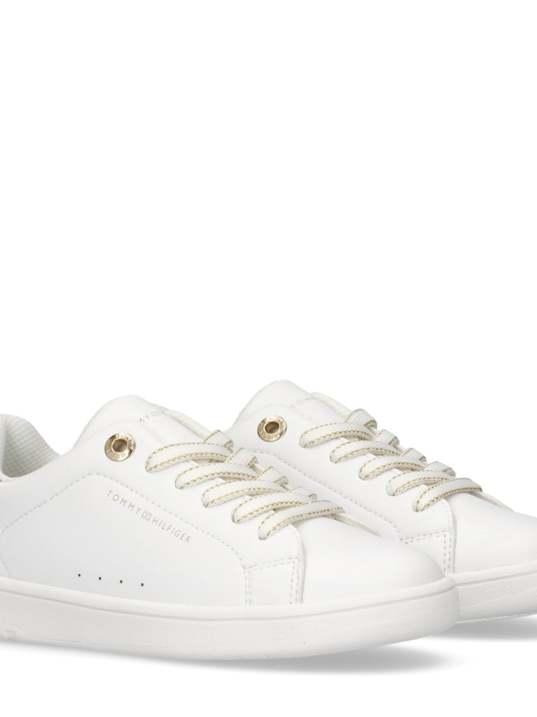 White Low Cut Lace Up Sneakers  Girls
