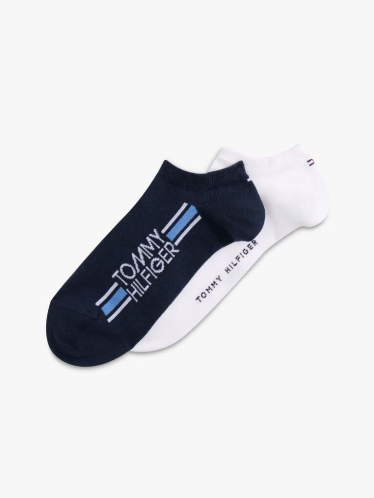 Blue 2-Pack Logo Stripe Trainer Socks  Men