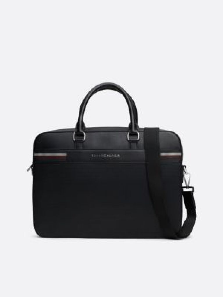 Black Corporate Mixed Texture Laptop Bag  Men