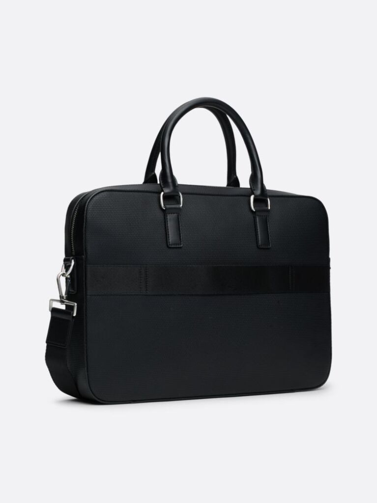 Black Corporate Mixed Texture Laptop Bag  Men
