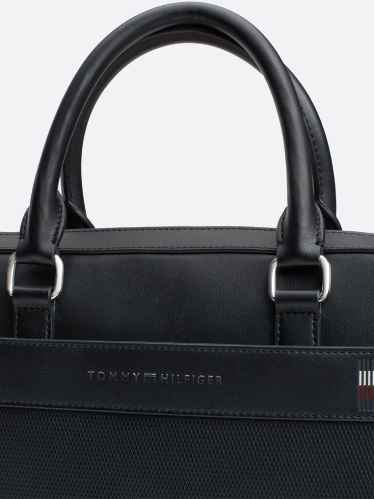 Black Corporate Mixed Texture Laptop Bag  Men