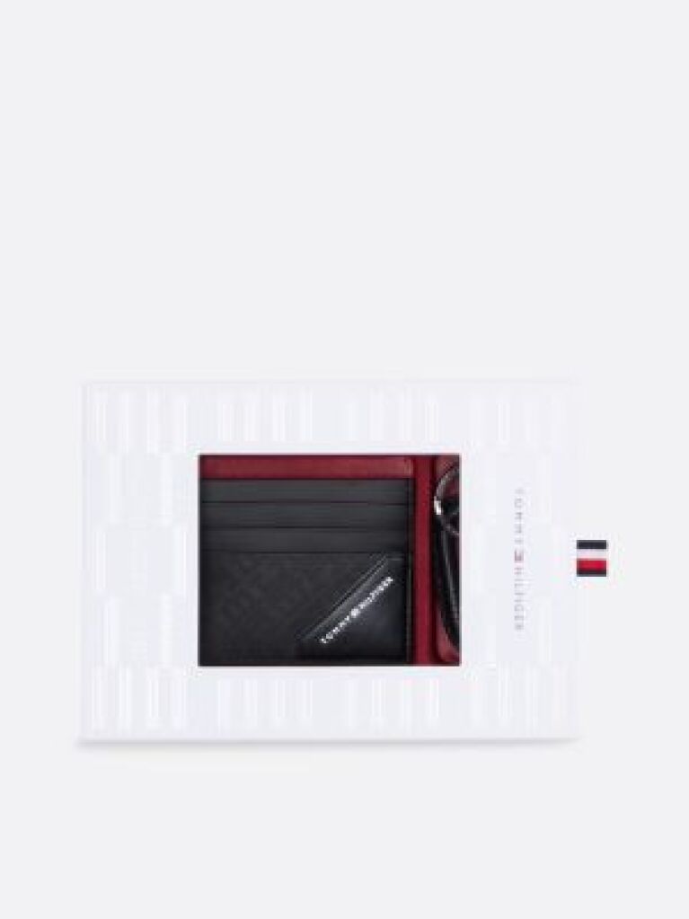 Black Leather Card Holder and Key Fob Gift Set  Men