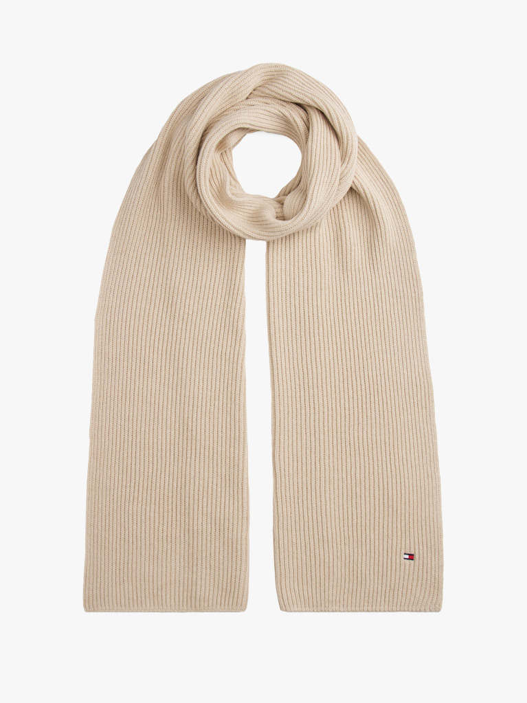 Beige Hilfiger Flag Embroidery Scarf with Cashmere  Men