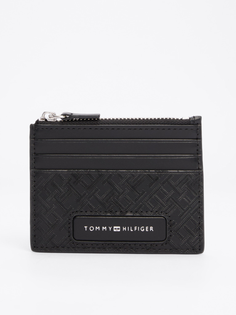 Black TH Monogram Leather Credit Card Holder  Men