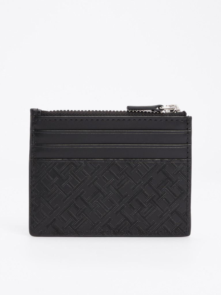 Black TH Monogram Leather Credit Card Holder  Men
