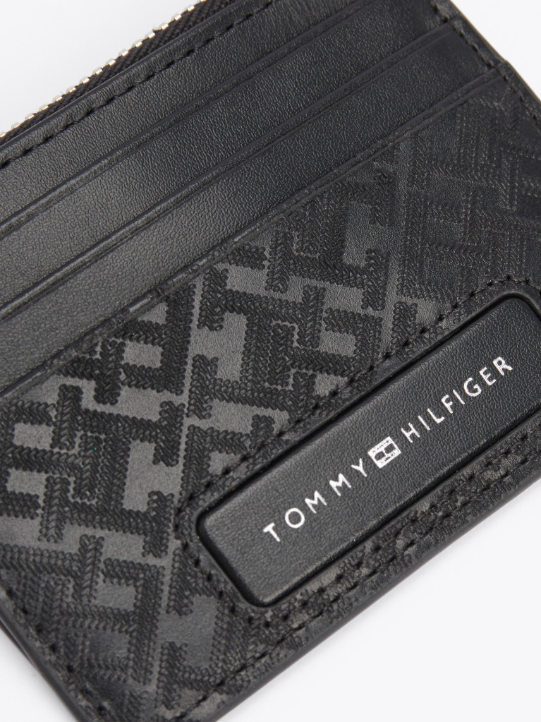 Black TH Monogram Leather Credit Card Holder  Men