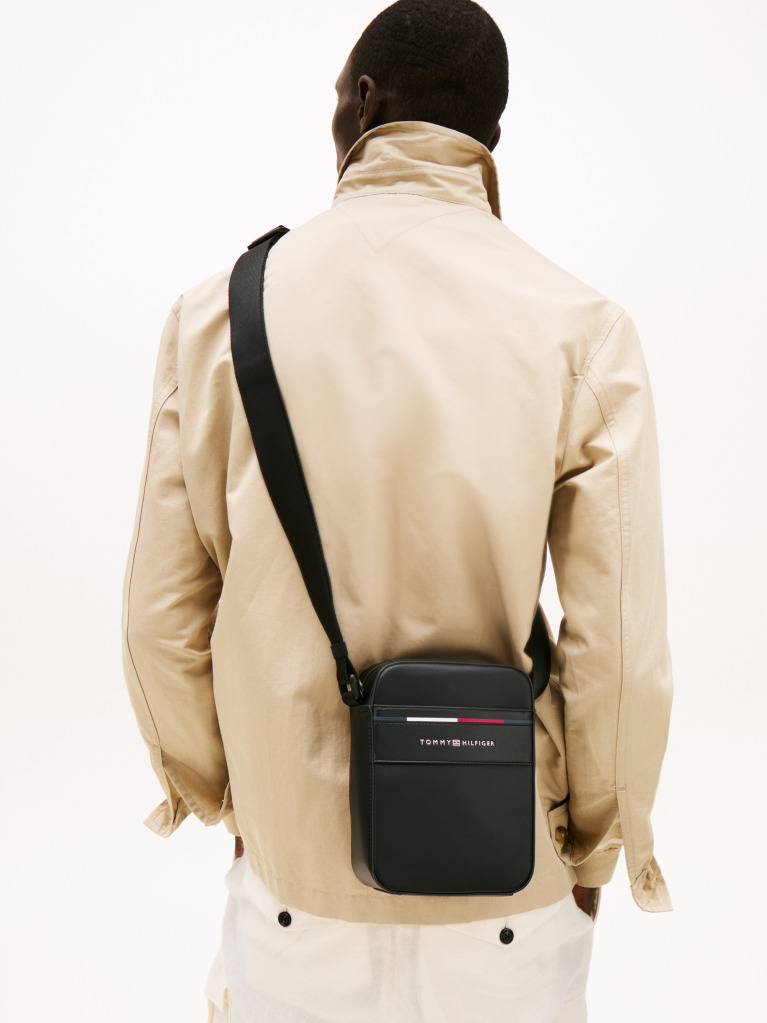 Black Signature Crossbody Reporter Bag  Men