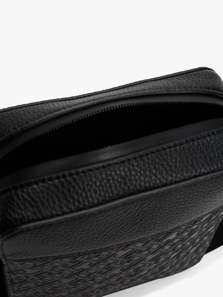 Black TH Monogram Pebble Grain Reporter Bag  Men