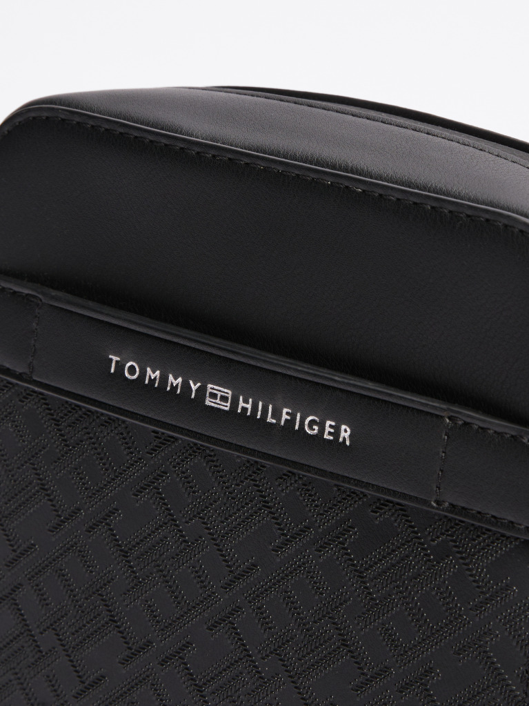 Black TH Monogram Textured Reporter Bag  Men