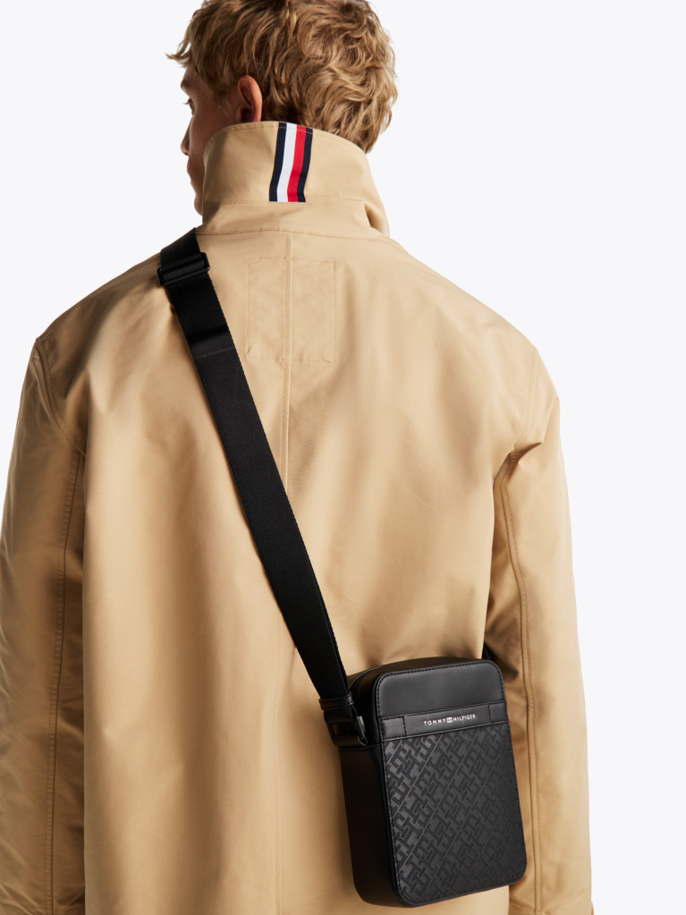 Black TH Monogram Textured Reporter Bag  Men