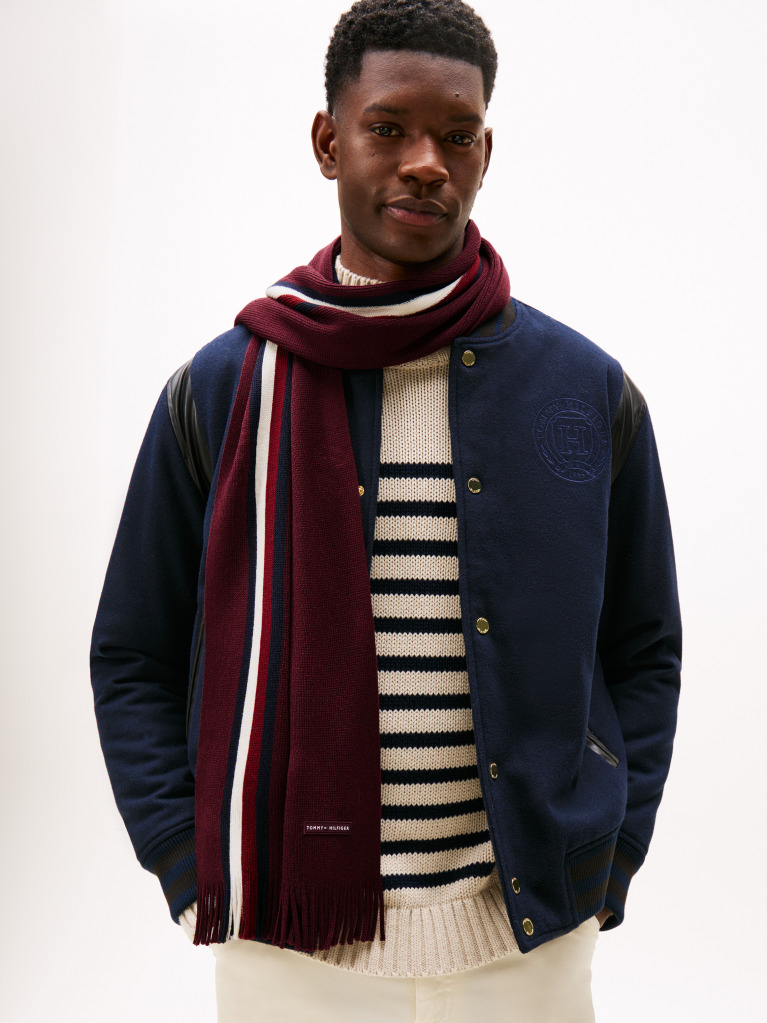 Red Modern Heritage Signature Wool Blend Scarf  Men