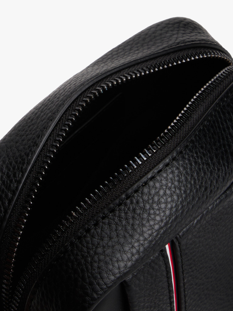 Black Metal Logo Crossbody Reporter Bag  Men