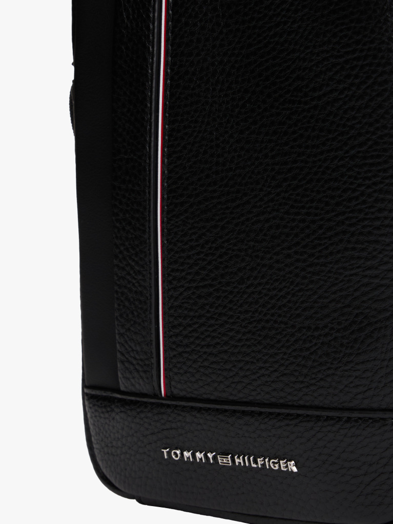 Black Metal Logo Crossbody Reporter Bag  Men