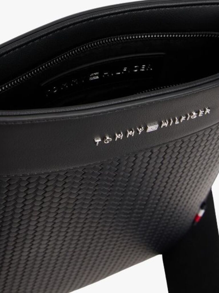 Negru Geanta Crossbody Cu Logo Metalic  Barbati