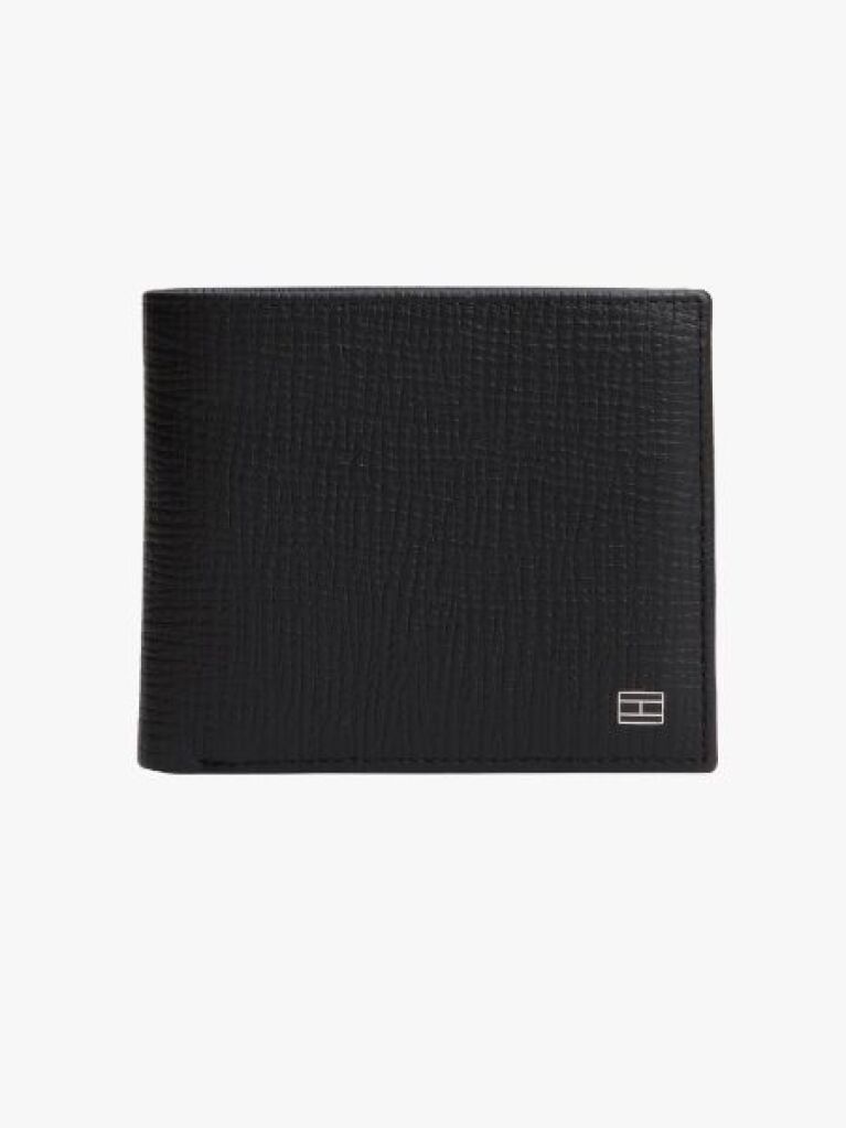 Negru Portofel Bifold Din Piele Cu Logo Hilfiger Flag  Barbati