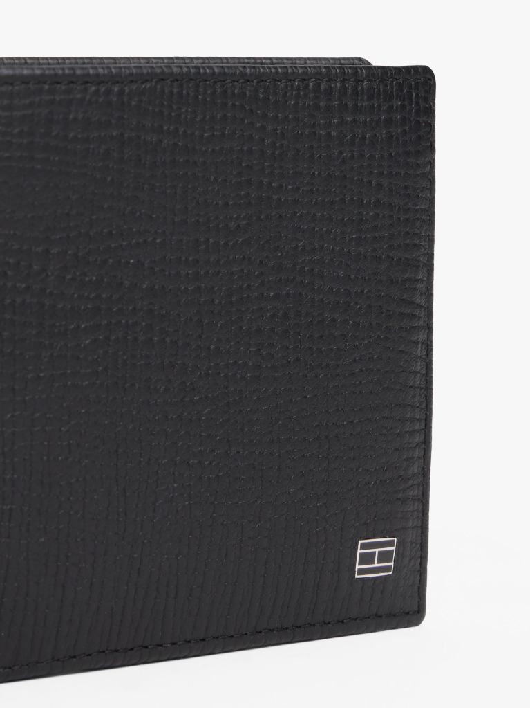 Negru Portofel Bifold Din Piele Cu Logo Hilfiger Flag  Barbati
