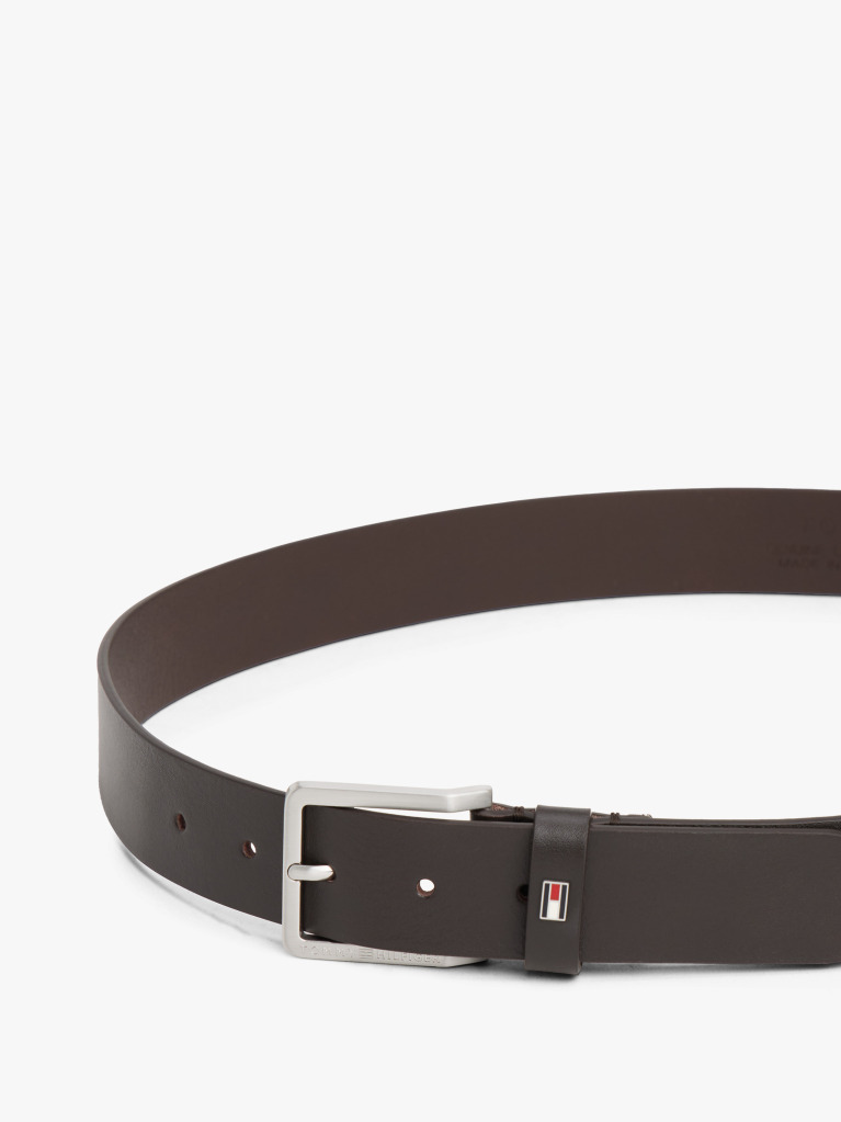 Brown Enamel Flag Leather Belt  Men