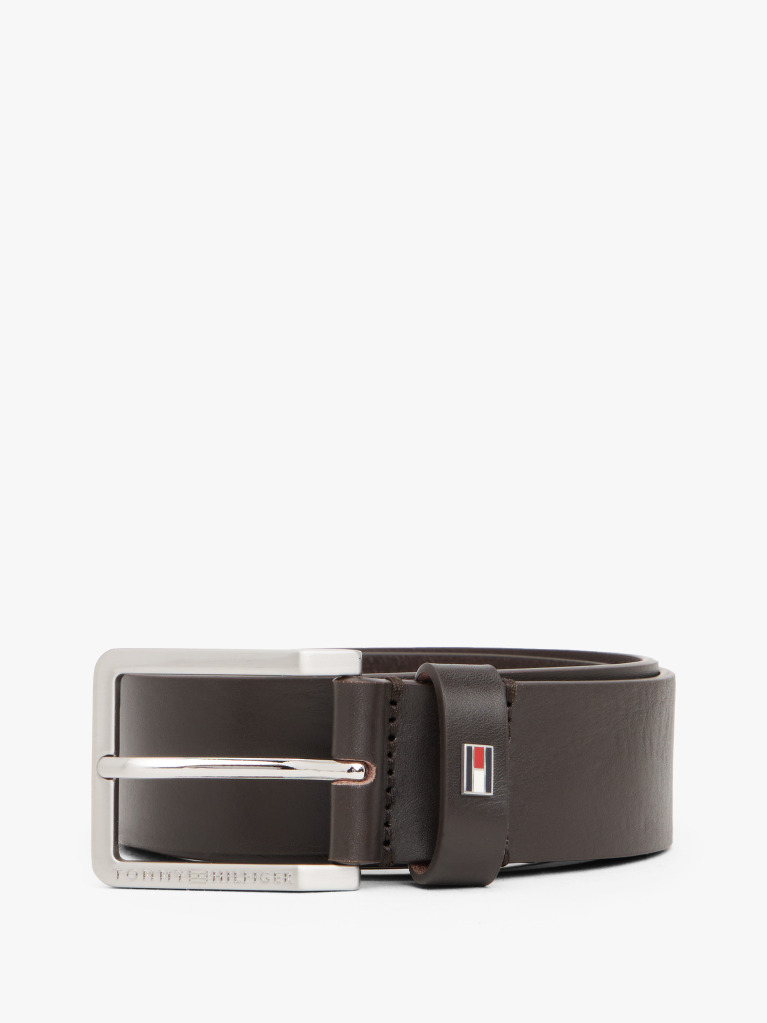 Brown Enamel Flag Leather Belt  Men